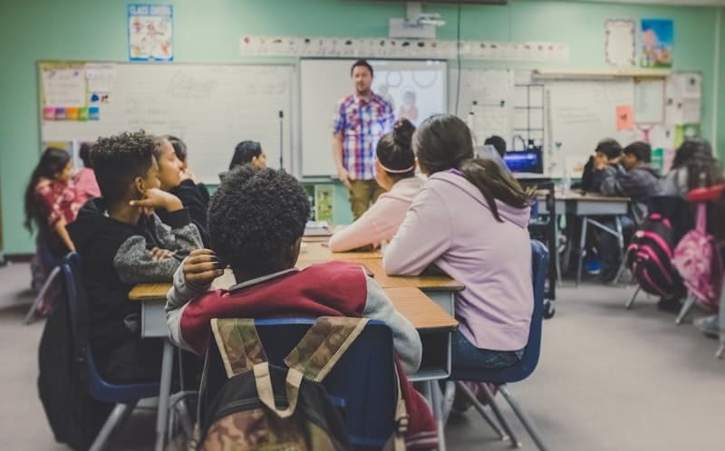 Students engaged in a classroom lesson